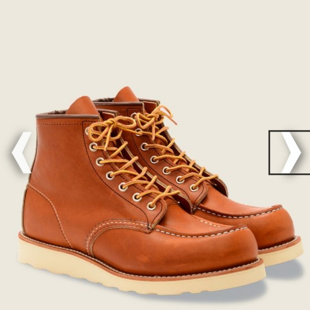 Red Wing 6” Classic Moc-Toe Work Boots - Leather, 2nds Oro Legacy D width